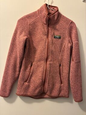L.L. Bean Women’s Heathered Pink Full-Zip Fleece Sweater Jacket